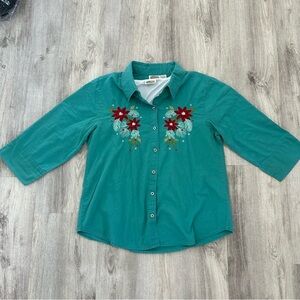 VTG Collections ECT Holiday Top Shirt Set Womens M Cottage Prairie Grandma